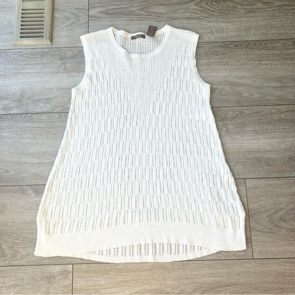 Heather B Pure Cotton Mesh Crochet Sleeveless Sweater Coverups - Picture 4 of 12